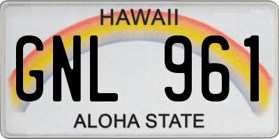 HI license plate GNL961