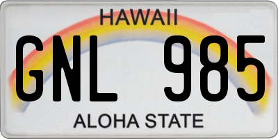 HI license plate GNL985