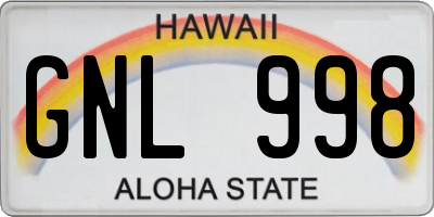 HI license plate GNL998