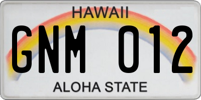 HI license plate GNM012