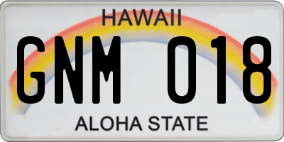 HI license plate GNM018