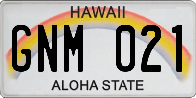 HI license plate GNM021