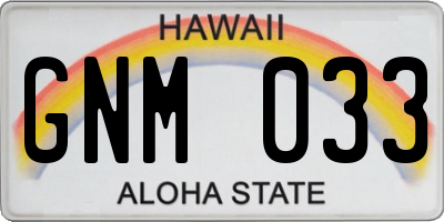 HI license plate GNM033