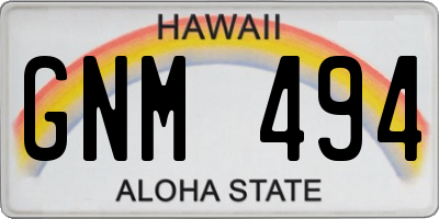 HI license plate GNM494