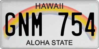 HI license plate GNM754