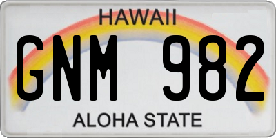HI license plate GNM982