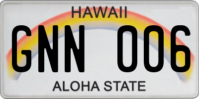HI license plate GNN006