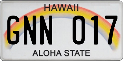 HI license plate GNN017
