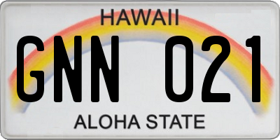 HI license plate GNN021