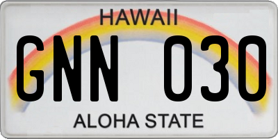 HI license plate GNN030