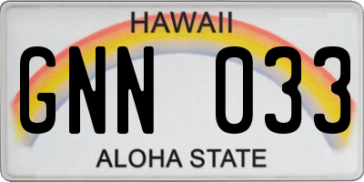 HI license plate GNN033