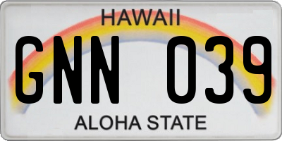HI license plate GNN039