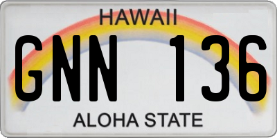 HI license plate GNN136