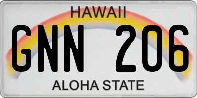 HI license plate GNN206