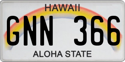 HI license plate GNN366