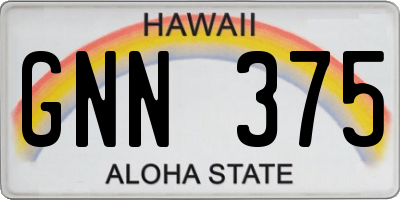 HI license plate GNN375