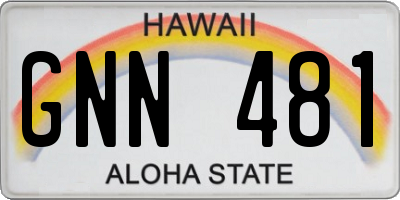 HI license plate GNN481