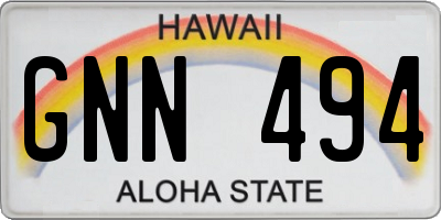 HI license plate GNN494