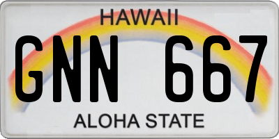 HI license plate GNN667