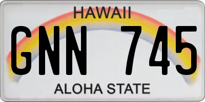 HI license plate GNN745
