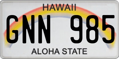 HI license plate GNN985