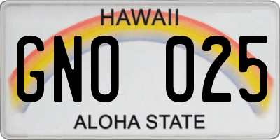 HI license plate GNO025