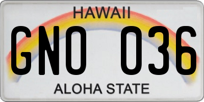 HI license plate GNO036