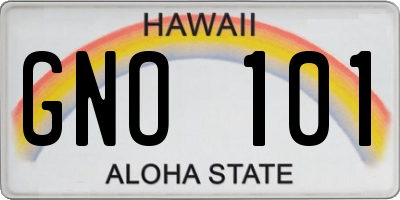 HI license plate GNO101