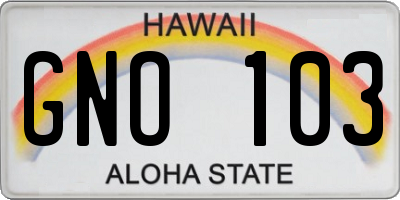HI license plate GNO103