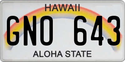 HI license plate GNO643