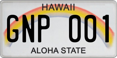 HI license plate GNP001