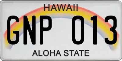 HI license plate GNP013