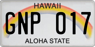 HI license plate GNP017