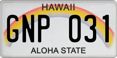 HI license plate GNP031