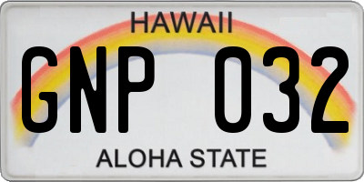 HI license plate GNP032