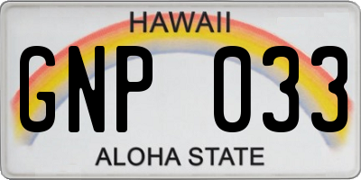 HI license plate GNP033