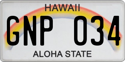 HI license plate GNP034