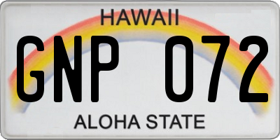 HI license plate GNP072