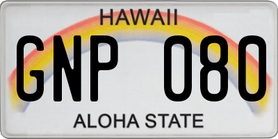 HI license plate GNP080
