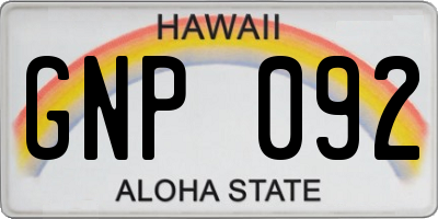 HI license plate GNP092