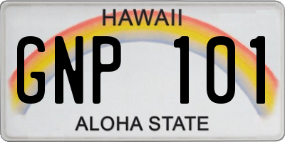 HI license plate GNP101
