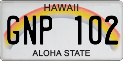 HI license plate GNP102