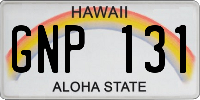 HI license plate GNP131