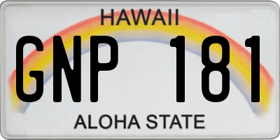 HI license plate GNP181
