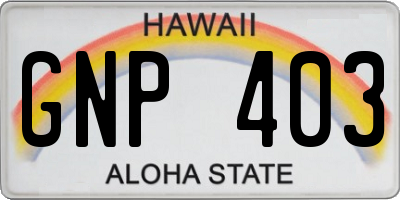 HI license plate GNP403