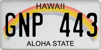 HI license plate GNP443