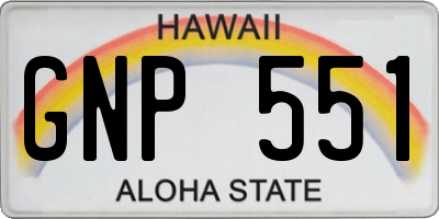HI license plate GNP551