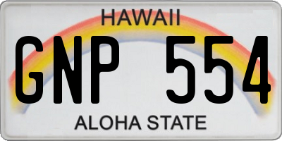 HI license plate GNP554