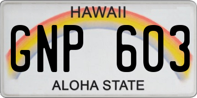 HI license plate GNP603