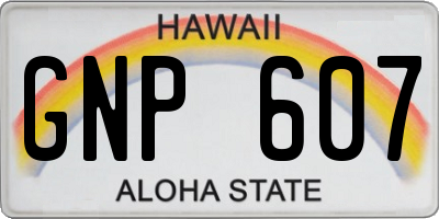 HI license plate GNP607